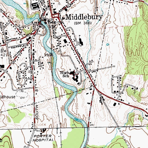 Topographic Map of Middlebury Union High School, VT