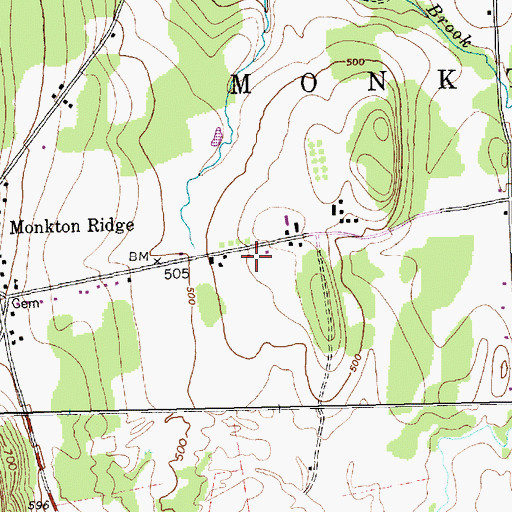 Topographic Map of Monkton Post Office, VT
