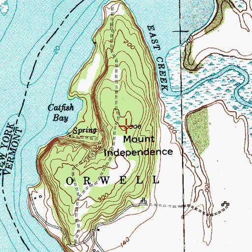 Topographic Map of Mount Independence State Historic Site, VT