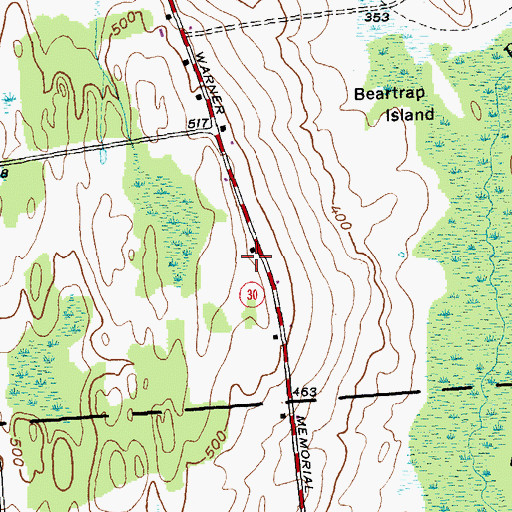 Topographic Map of Old South Cemetery, VT