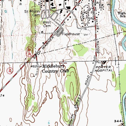 Topographic Map of Porter Medical Center Medical Library and Information Service, VT