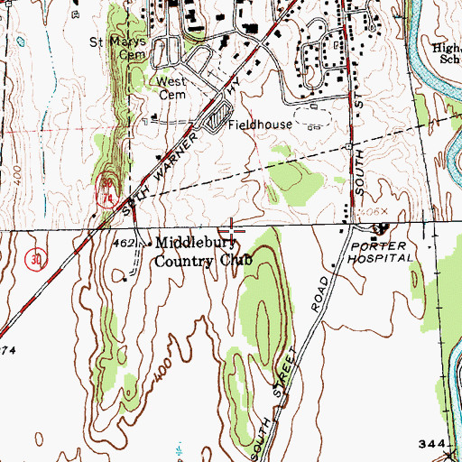 Topographic Map of Porter Medical Center Medical Library and Information Service, VT