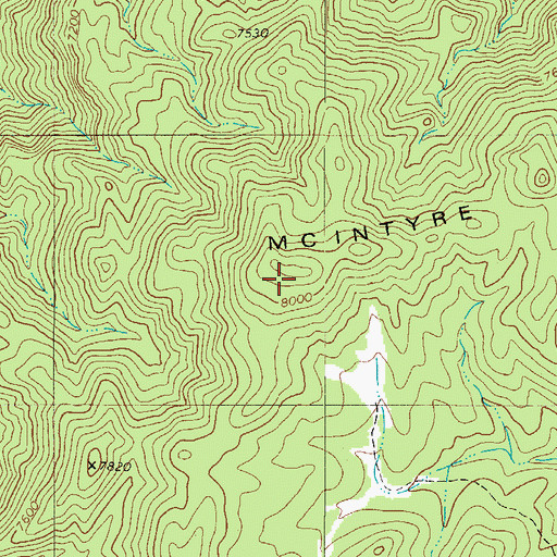 Topographic Map of McIntyre Hills, CO