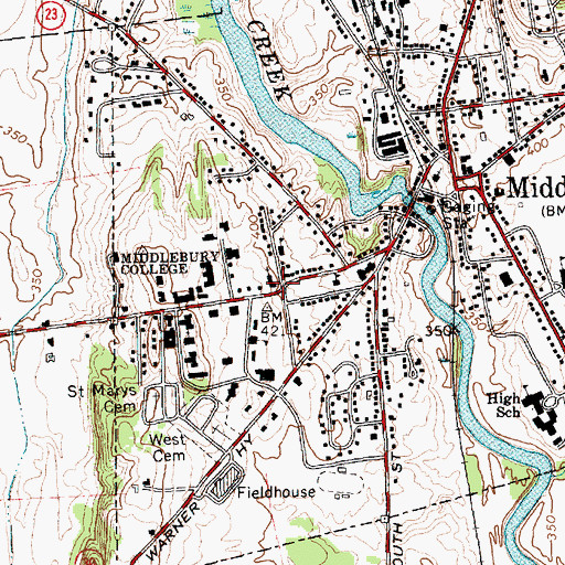 Topographic Map of Saint Marys Church, VT