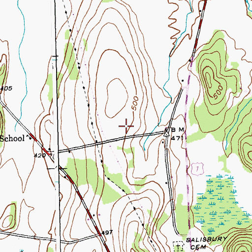 Topographic Map of Salisbury Community School, VT