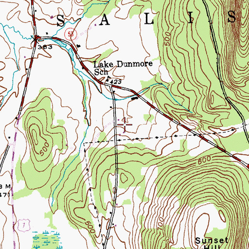 Topographic Map of Salisbury Hatchery, VT