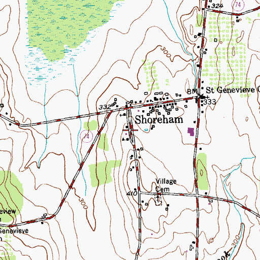 Topographic Map of Shoreham Elementary School, VT