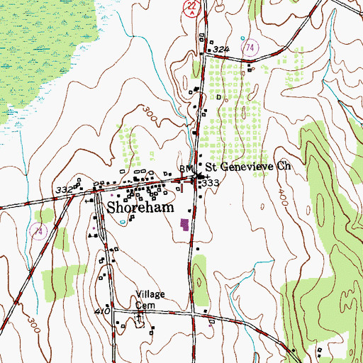 Topographic Map of Shoreham Post Office, VT