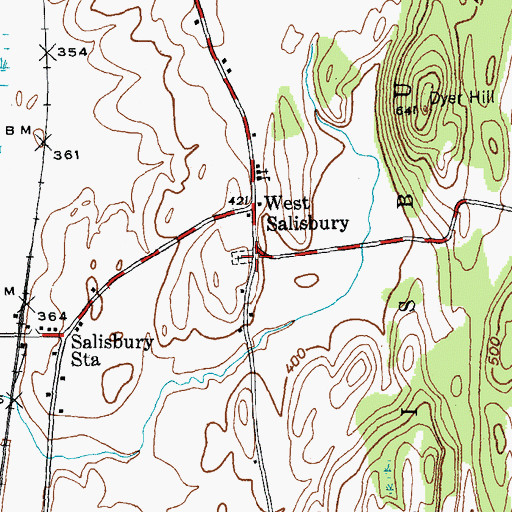 Topographic Map of West Salisbury Cemetery, VT