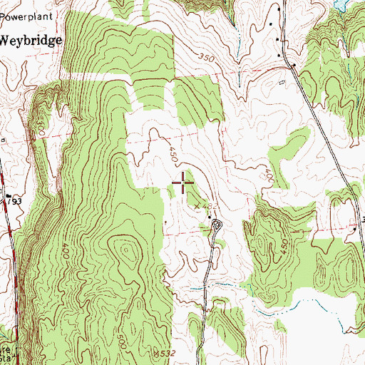 Topographic Map of Weybridge Cave Natural Area, VT