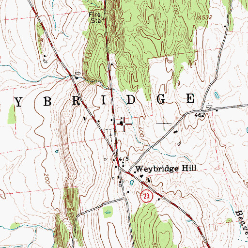 Topographic Map of Weybridge Elementary School, VT