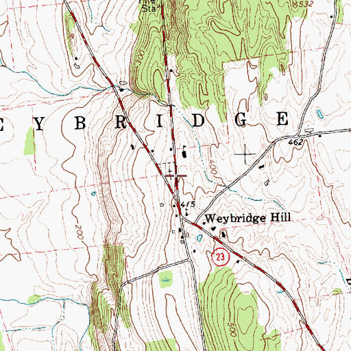 Topographic Map of Weybridge Hill Cemetery, VT