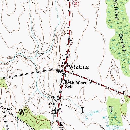 Topographic Map of Whiting Community Church, VT