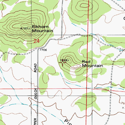 Topographic Map of Red Mountain, CO