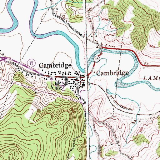 Topographic Map of Cambridge Post Office, VT
