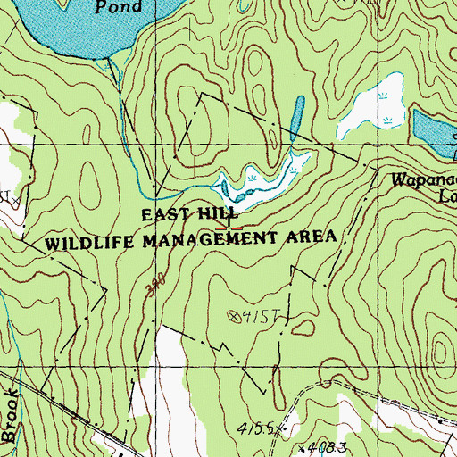 Topographic Map of East Hill Wildlife Management Area, VT