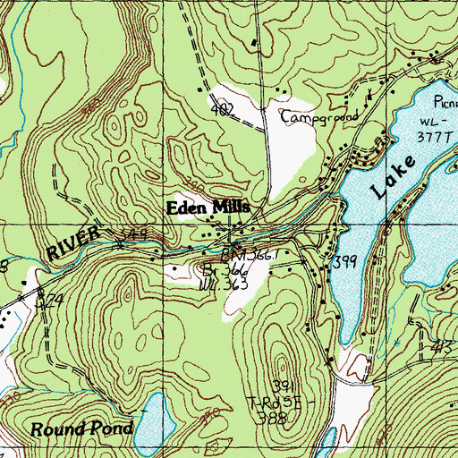 Topographic Map of Eden Mills Congregational Church, VT