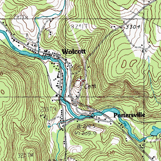 Topographic Map of Fairmont Upper Cemetery, VT