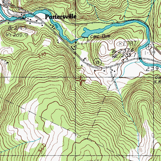 Topographic Map of Fisher Covered Railroad Bridge, VT