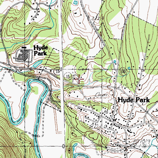 Topographic Map of Hyde Park Town Offices, VT