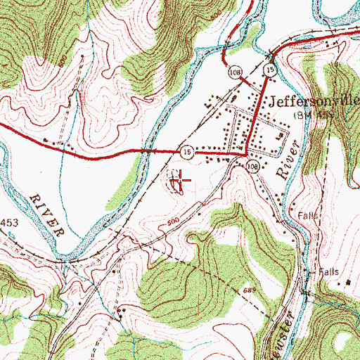 Topographic Map of Jeffersonville Cemetery, VT