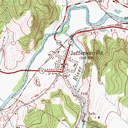 Topographic Map of Jeffersonville Town Hall, VT