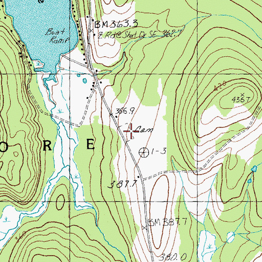 Topographic Map of Lake Elmore Cemetery, VT