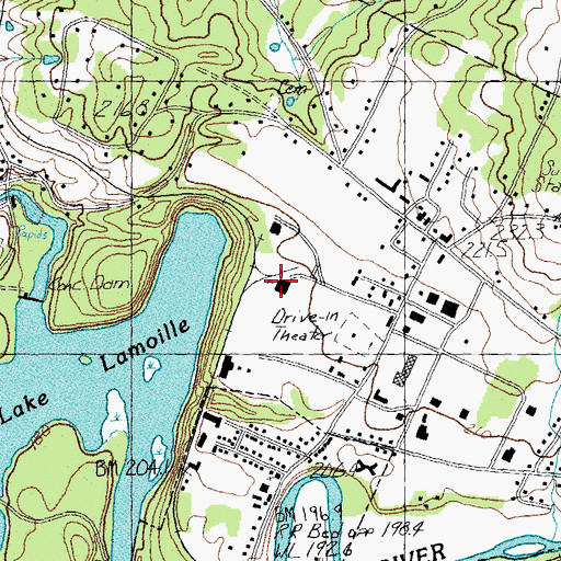 Topographic Map of Lamoille Valley Railroad Depot, VT