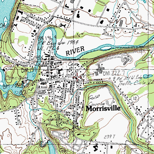 Topographic Map of Morrisville Baptist Church, VT