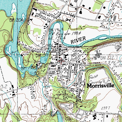 Topographic Map of Morrisville Post Office, VT
