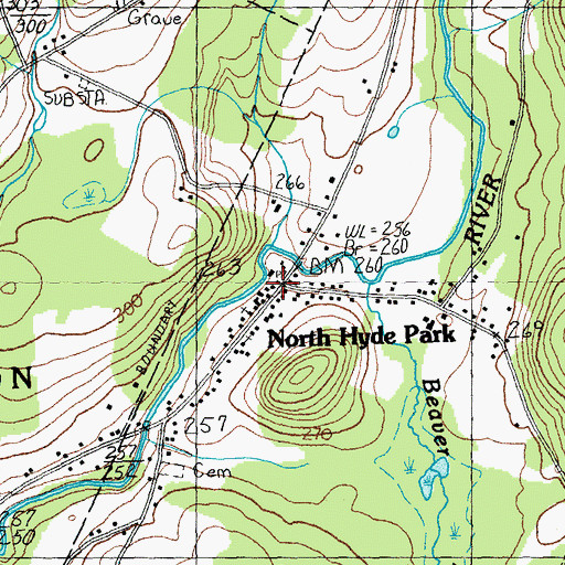 Topographic Map of North Hyde Park Post Office, VT
