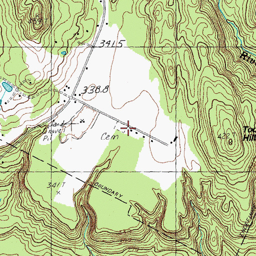 Topographic Map of Plains Cemetery, VT
