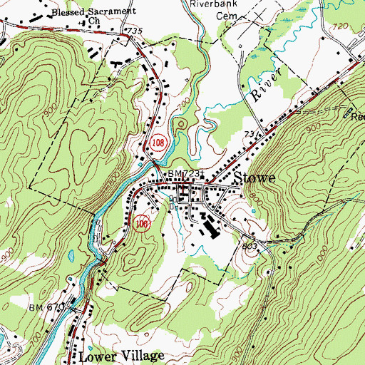 Topographic Map of Stowe Area Association, VT