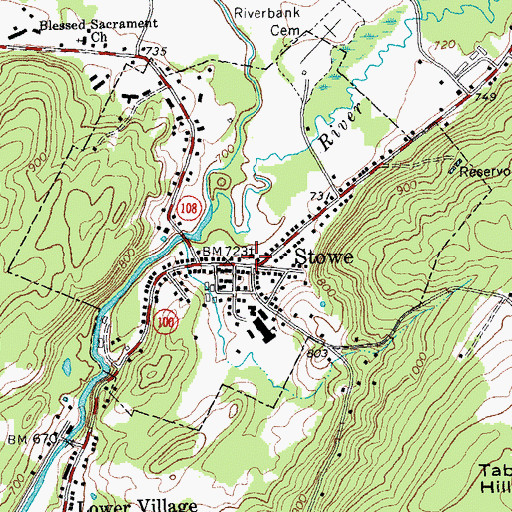 Topographic Map of Stowe Community Church, VT