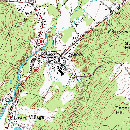 Topographic Map of Stowe Village House, VT
