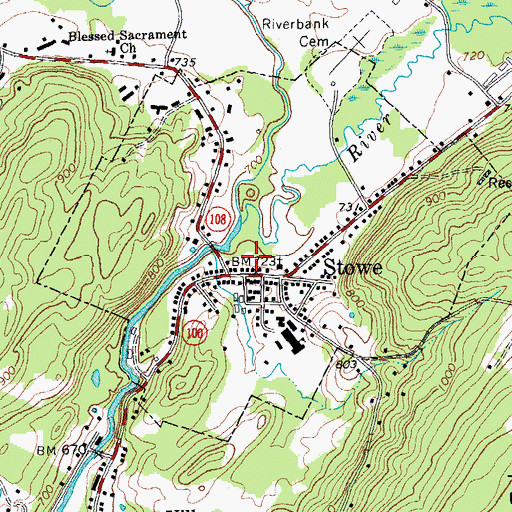Topographic Map of Village Center Cemetery, VT