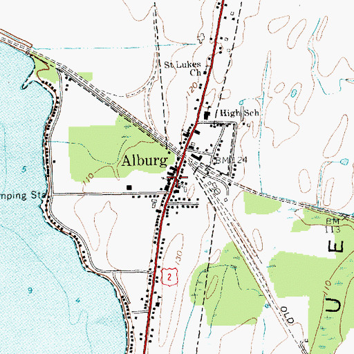Topographic Map of Alburgh Post Office, VT