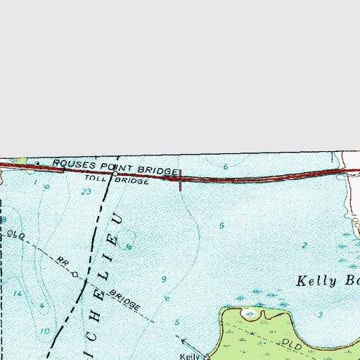 Topographic Map of Alburg Rouses Point Ferry (historical), VT