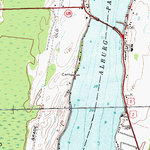 Topographic Map of Alburg Tongue Cemetery, VT