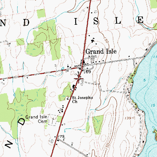 Topographic Map of Grand Isle Post Office, VT