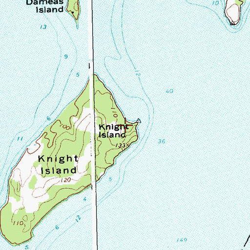 Topographic Map of Knight Island State Park, VT