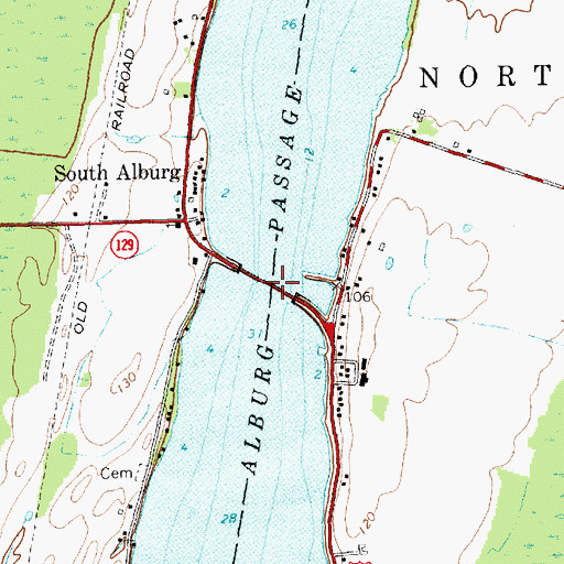 Topographic Map of North Hero Bridge, VT