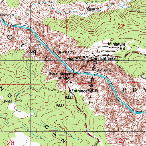 Topographic Map of Royal Gorge Bridge, CO
