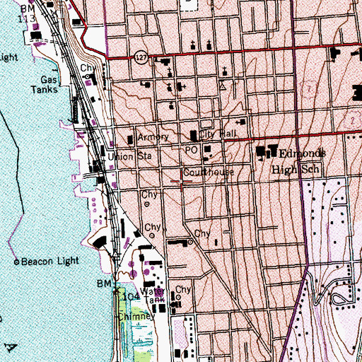 Topographic Map of Battery Street Historic District, VT