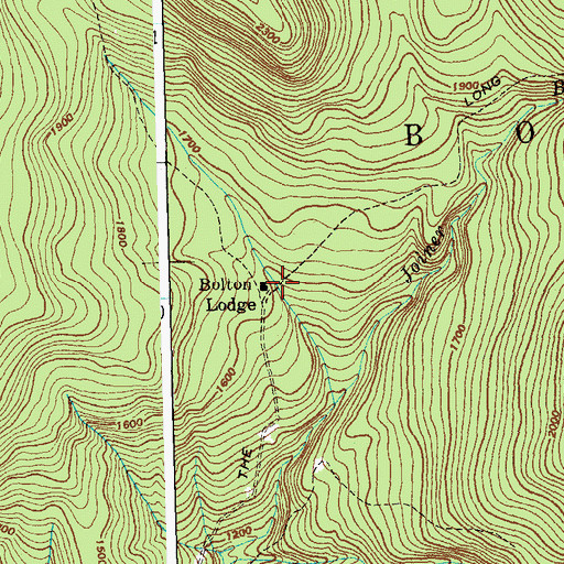 Topographic Map of Bolton Valley Ski Area, VT