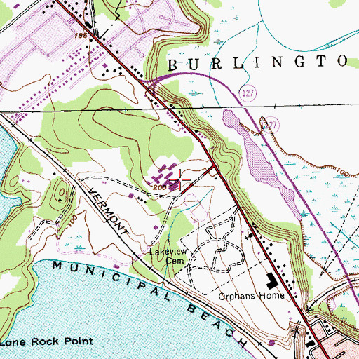 Topographic Map of Burlington High School, VT