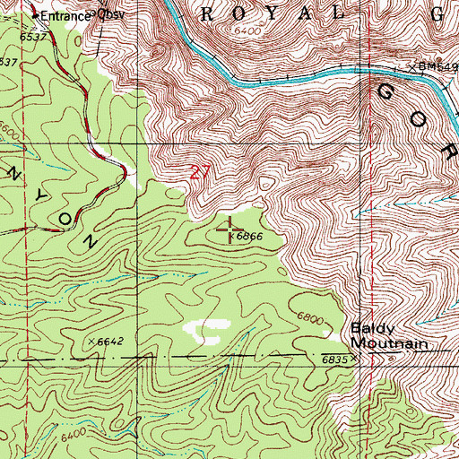 Topographic Map of Grand Canyon Hills, CO