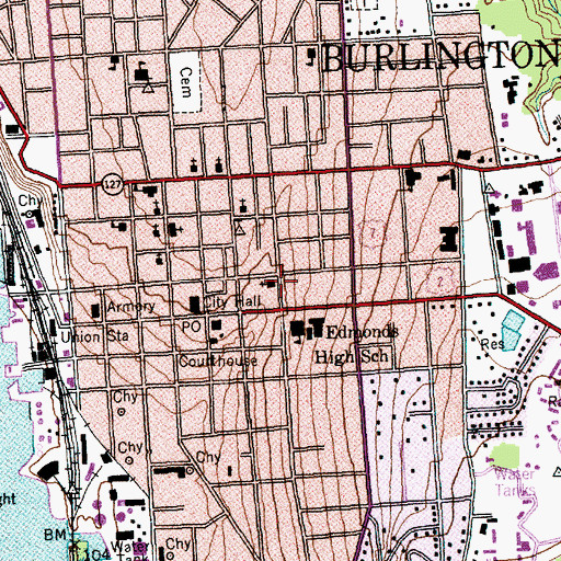 Topographic Map of College Street Congregational Church, VT