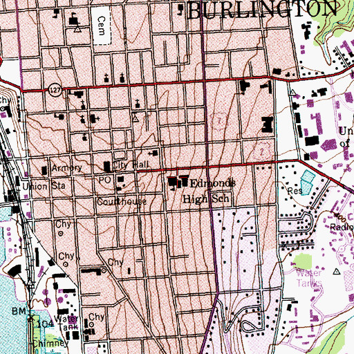 Topographic Map of Edmonds High School, VT