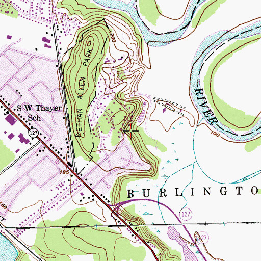Topographic Map of Ethan Allen Homestead, VT